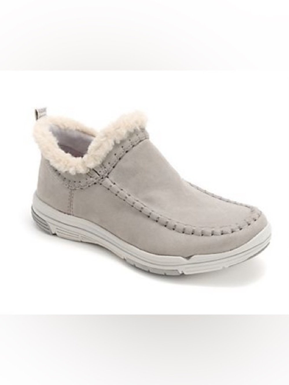 Ryka Women's Slip-On Suede Slipper in Light Gray with Fur